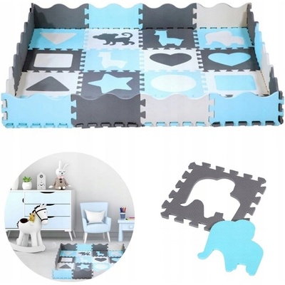 INKA Hracia podložka z puzzle 36 dielikov sivo ružová