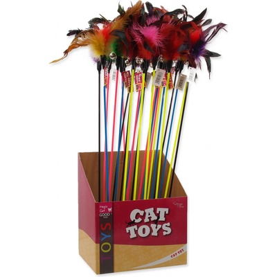 Magic Cat šidítko s pírky a rolničkou 17 + 49 cm 24 ks