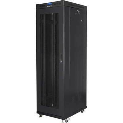 Lanberg Комуникационен шкаф Lanberg rack cabinet 19" free-standing 42U/600x1000 (flat pack) with mesh door lcd black v2 (FF01-6042-23BL)