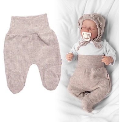 Baby Nellys Pletené kojenecké polodupačky Hand Made béžové