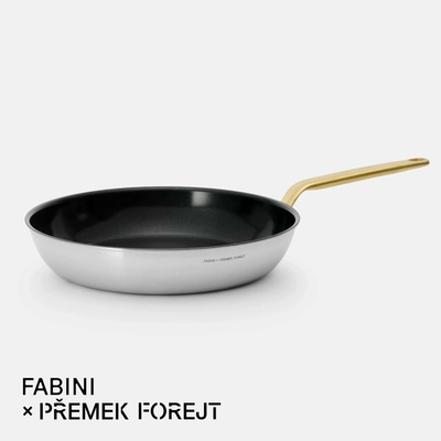 FABINI Pánev & Forejt, 30 cm - Nepřilnavá nerezová beznýtová pánev z vícevrstvé nerezové oceli s nepřilnavým keramickým povrchem bez poklice