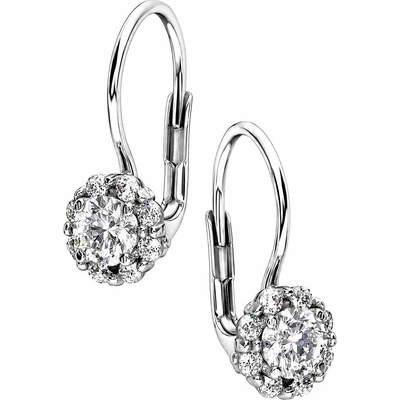 Zlaton Náušnice bílé zlato květina se zirkony visací 1.7cm 2.45g 000052603259