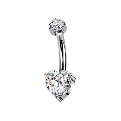 Šperky4U Luxusní piercing do pupíku s Moissanity 1.00ct, TITAN - TM007-S