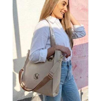 Laura Biaggi béžová shopper kabelka s deleným vnútrom