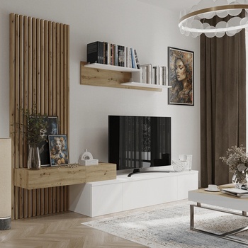 Холна секция rebeka plus дъб артизан с бяло