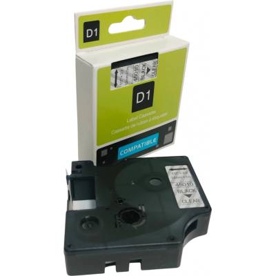 Kompatibilná páska DYMO D1 Label Cassette 45010 ( 12 mm x 7 m ), transparentný podklad s čiernym písmom
