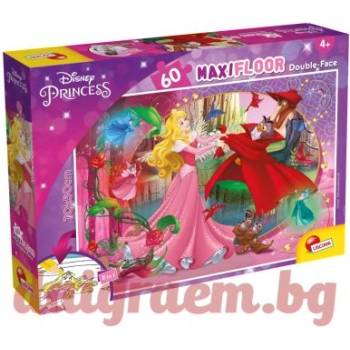 Lisciani Пъзел lisciani 91768 - 60 части - Дисни принцеси, Спящата красавица, двулицев пъзел (li91768)