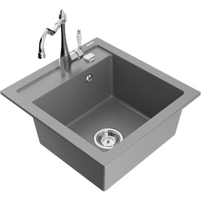 Mexen Vito гранитна мивка с 1 отделение с кухненски смесител Carla, сива - 6503-71-670700-00 (6503-71-670700-00)