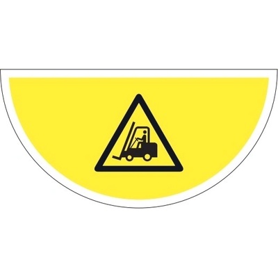 Samolepicí plošné protiskluzové značení (půlkruh), pozor vysokozdvižný vozík – luminiscenční PVC, 750x375 mm