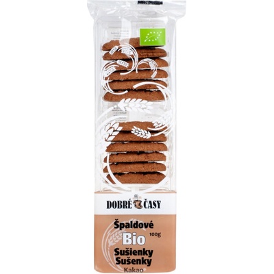 DOBRÉ ČASY Sušienky špaldové kakaové BIO 100 g