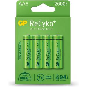 GP Batteries Акумулаторна Батерия GP R6 AA 2600mAh NiMH 4 бр. 270AAHCE-EB4 GP (GP-BR-270AAHCE-EB4) - topmall