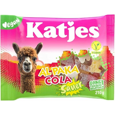 Katjes SAUER Al Paka Vegan kyselé želé ve tvaru alpak s příchutí Cola 210 g