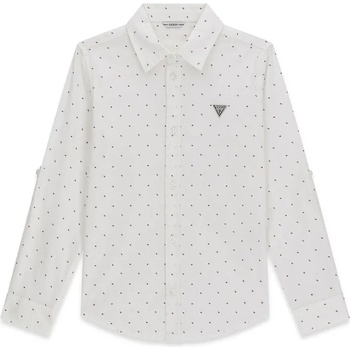 GUESS Бяла риза с дълъг ръкав за момче с цветни детайли Guess