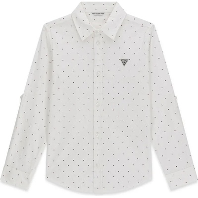 GUESS Бяла риза с дълъг ръкав за момче с цветни детайли Guess