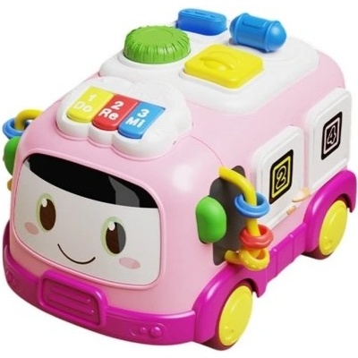 Raya Toys Бебешки музикална играчка 6 в 1 Raya Toys - Мултифункционален бус, розов (503125255)