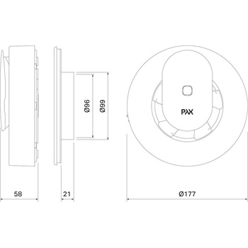 PAX Вентилатор Smart ф100-120мм, цвят Бял, 110м3/ч, 4W, 20dB Norte - V1560-1 (V1560-1)