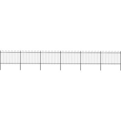 OMAXI Zahradní plot s obloukem nahoře ocelový 1005 x 120 cm černý 710914