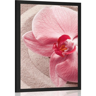 Plakát mořský písek a růžová orchidej - 20x30 black