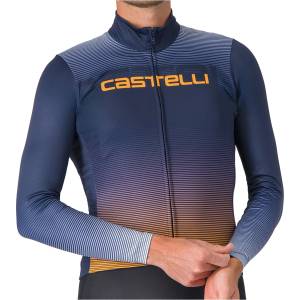 Castelli Мъжка фланелка с дълъг ръкав за колоездене Castelli Apice Thermal Jersey Cycling jersey - Belgian Blue / Vivid Orange / Wint - размер XXL (056-3779-0115)