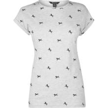 Miso Printed Boyfriend T Shirt Ladies Grey Marl