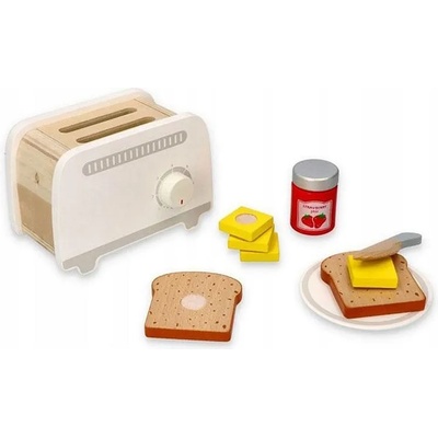 Lelin Дървен комплект Lelin - Тостер с продукти, бял (L40218)