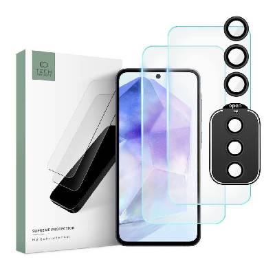 Комплект 2 броя стъклено защитно покритие за дисплея и стъклено защитно покритие за камерата на Samsung Galaxy A55 5G - Tech-Protect Supreme Protection Set (прозрачен) (THP2611)