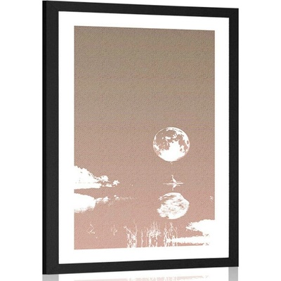 Plakát s paspartou odraz měsíce - 40x60 white