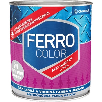 Chemolak FERRO COLOR U 2066 pololesklá antikorózna farba 2v1 4553 tmavo modrá 2,5 l
