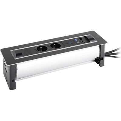 VERSALOGIC VersaTurn 2x 230V, 1x USB A/C 5V, 1x RJ45, HDMI, černé sklo