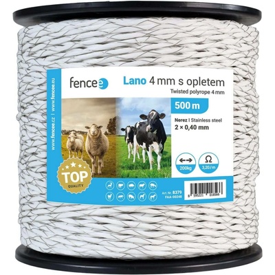 Lano s opletem pro elektrický ohradník, průměr 4 mm, 500 m