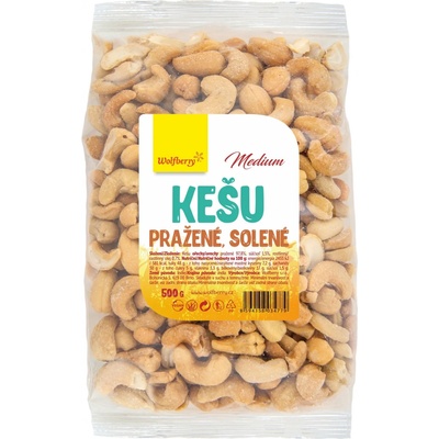 Wolfberry Kešu ořechy medium pražené solené 500 g