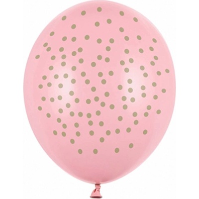 PartyDeco Balónek růžový se zlatými puntíky 30 cm