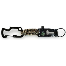 Prívesok na kľúče WARAGOD Paracord survival mutifunkčná 8 v 1 Laito, camo coyot