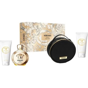 Versace Eros Pour Femme Подаръчен комплект за жени Размер EDP 100 + 100 ml душ гел + 100 ml лосион за тяло + несесер