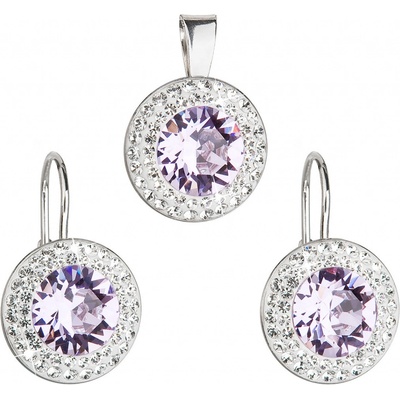 Pavona Sada šperků s krystaly Swarovski náušnice a přívěsek fialové kulaté 39107.3