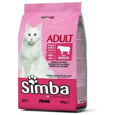 MONGE SIMBA Cat Beef kompletné suché krmivo pre dospelé mačky s hovädzím mäsom 0,4 kg