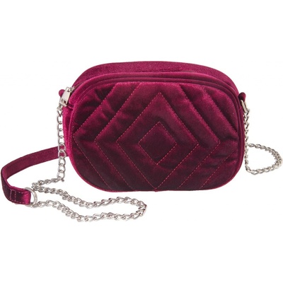Clayre & Eef Burgundy sametová kabelka přes rameno na řetízku 20*7*15 cm