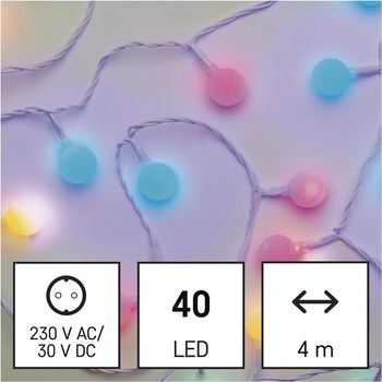 Emos D5AM01 LED světelný cherry řetěz kuličky 2,5 cm 4 m venkovní i vnitřní multicolor časovač