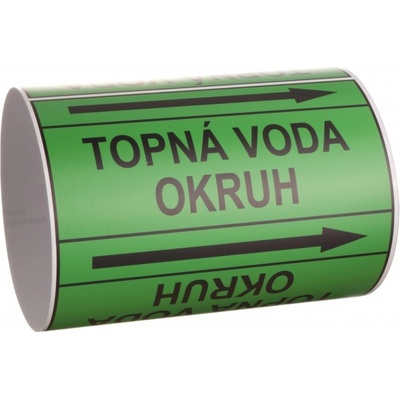 Páska na značení potrubí Signus M25 - TOPNÁ VODA OKRUH Samolepka 130 x 100 mm, délka 1,5 m, Kód: 26012