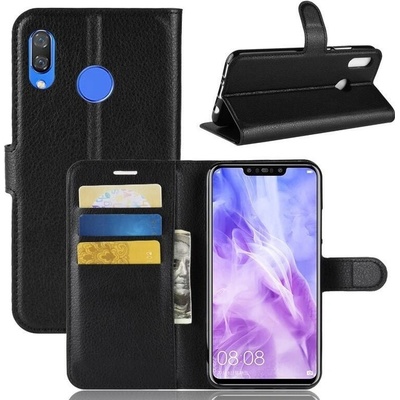 Litchi PU kožené peněženkové pouzdro na mobil Huawei Nova 3i - černé – Zboží Živě