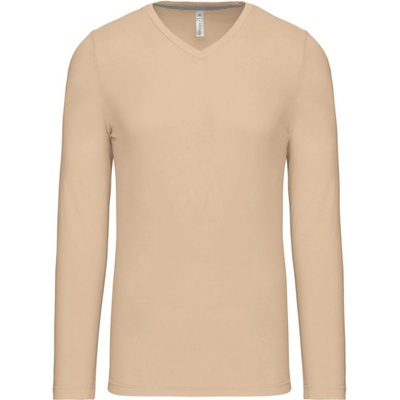 Kariban VINTAGE V-NECK K358 pánské tričko s dlouhým rukávem light sand