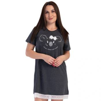 Макси нощница в антрацит с коала и дантела