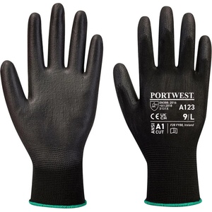 Portwest a123 / Ръкавици, потопени в pu, без латекс, 144 броя - черни xxl (a123k8rxxl)