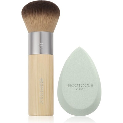 EcoTools Blend & Blur houbička na make-up pro citlivou pokožku 1 ks + štětec na aplikaci make-upu 1 ks