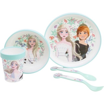 Stor Комплект за хранене с неплъзгаща основа Stor - Premium, Frozen Snowy Tale, 5 части (81085)