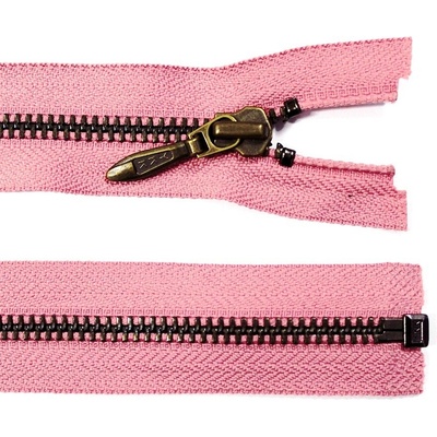 Kovový zip no.5 rozepínací 80cm (staromosazné zoubky) - více barev b: 15 růžová