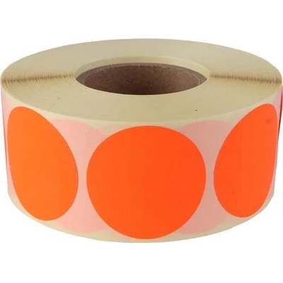 Etikety, 38 mm, okrúhle, 1000 etikiet/kotúč, fluo červená, .