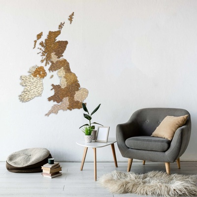 Drevená mapa Veľkej Británie 97 x 65 cm