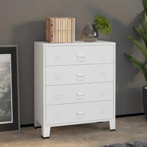 vidaXL Индустриален шкаф с чекмеджета, бял, 78x40x93 cм, метал (339616)