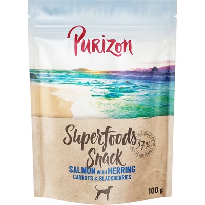 Superfood Purizon s Snacks pre psov losos so sleďom mrkvou a černicami 100 g 100 g